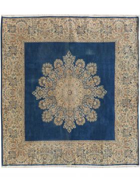 Quadrat Retro Perserteppich  blau <br/>335 x 295 cm