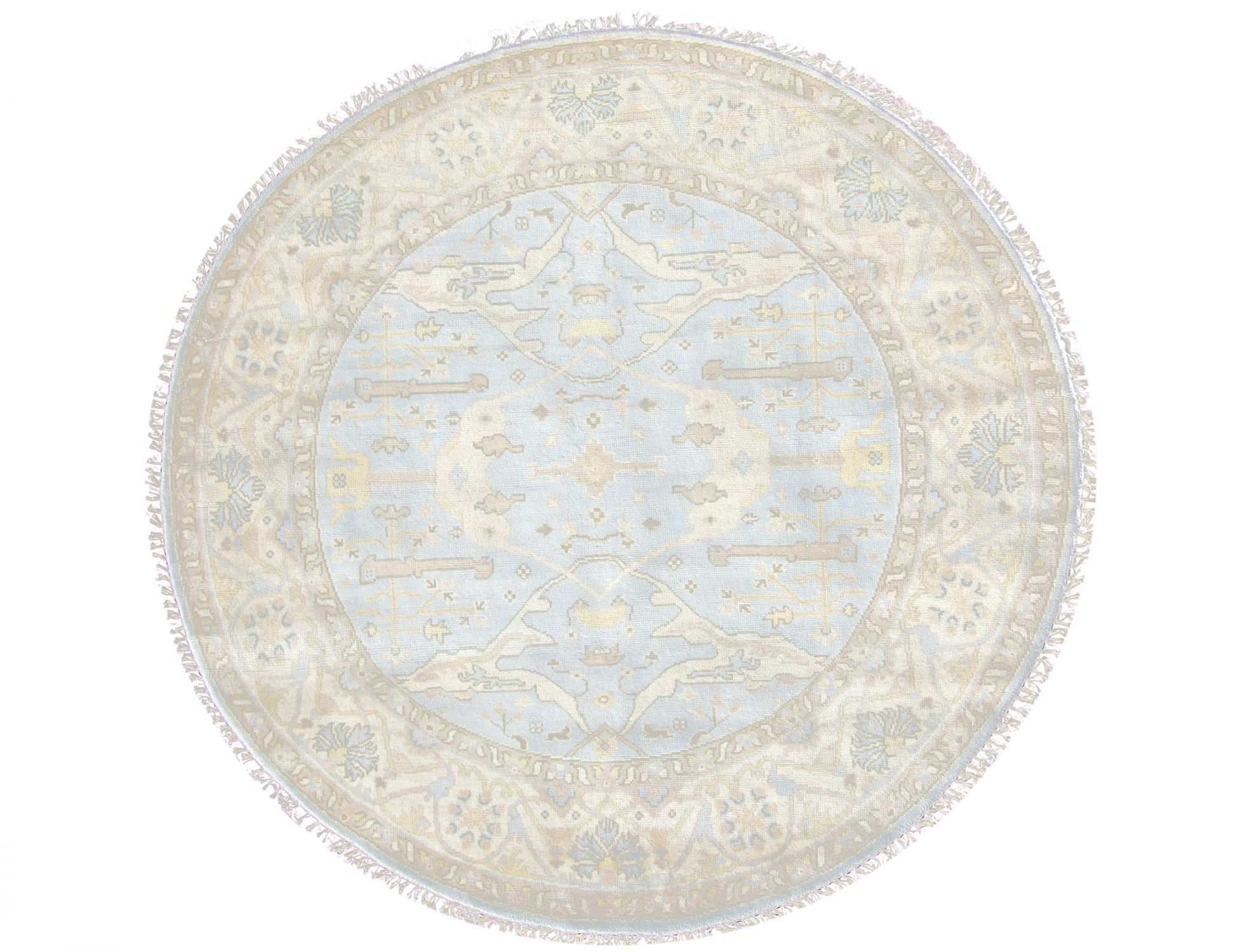 Round OUSHAK Indo  blue <br/>231 x 243 cm