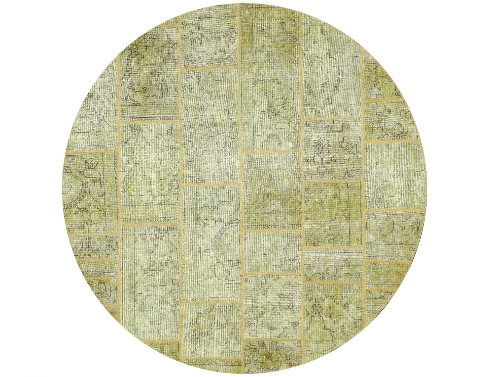 Round  Patchwork Carpet  yellow  <br/>197 x 197 cm