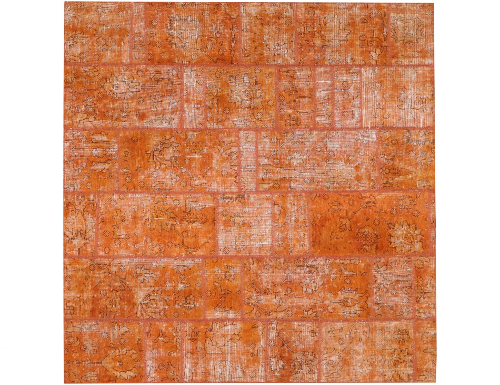 Square  Patchwork Carpet  orange  <br/>195 x 200 cm