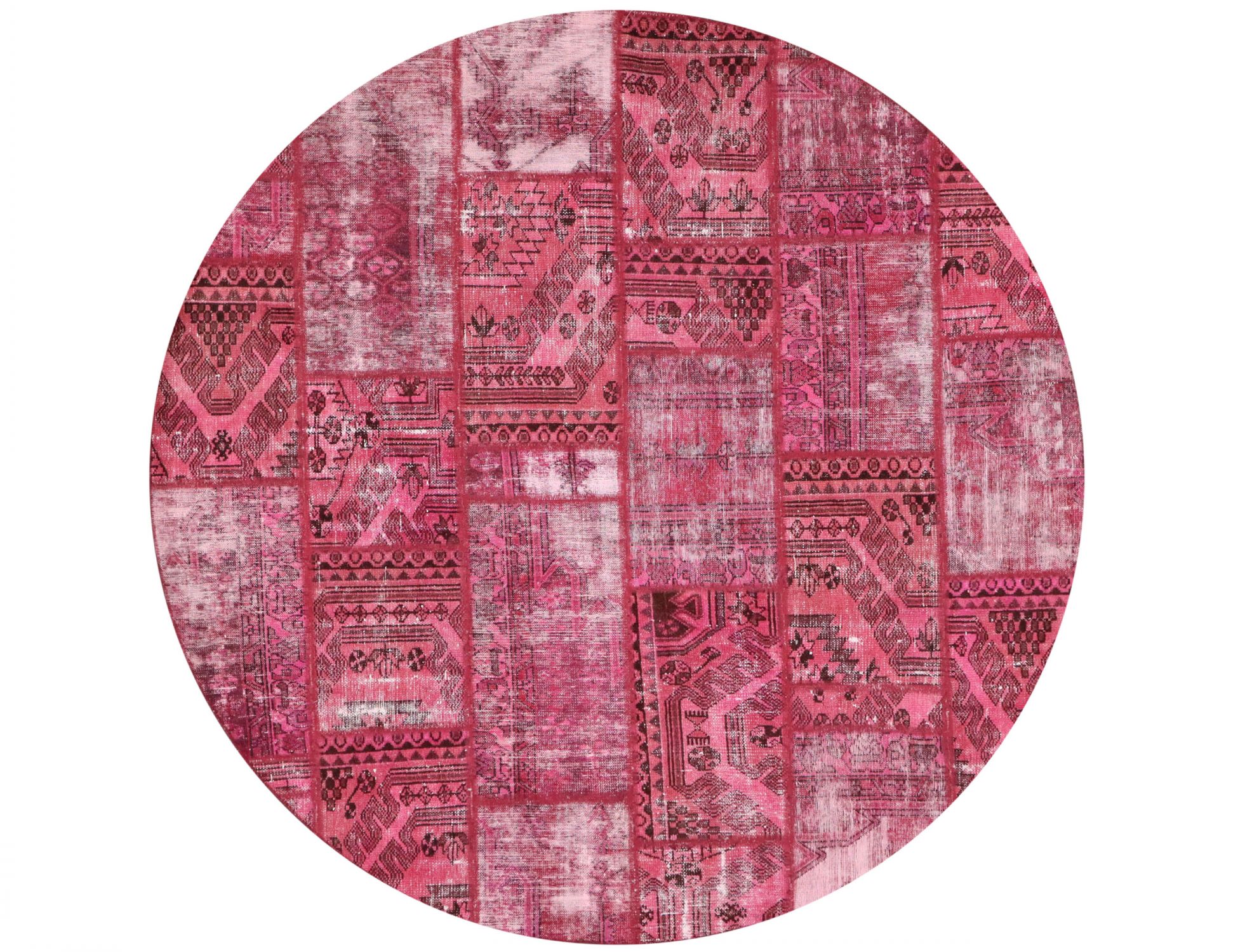 Round  Patchwork Carpet  red  <br/>193 x 193 cm